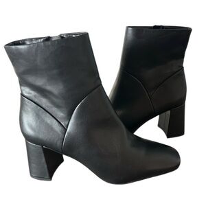 Nordstrom Rack Naja Block Heel Black Faux Leather Side Zip Ankle Booties